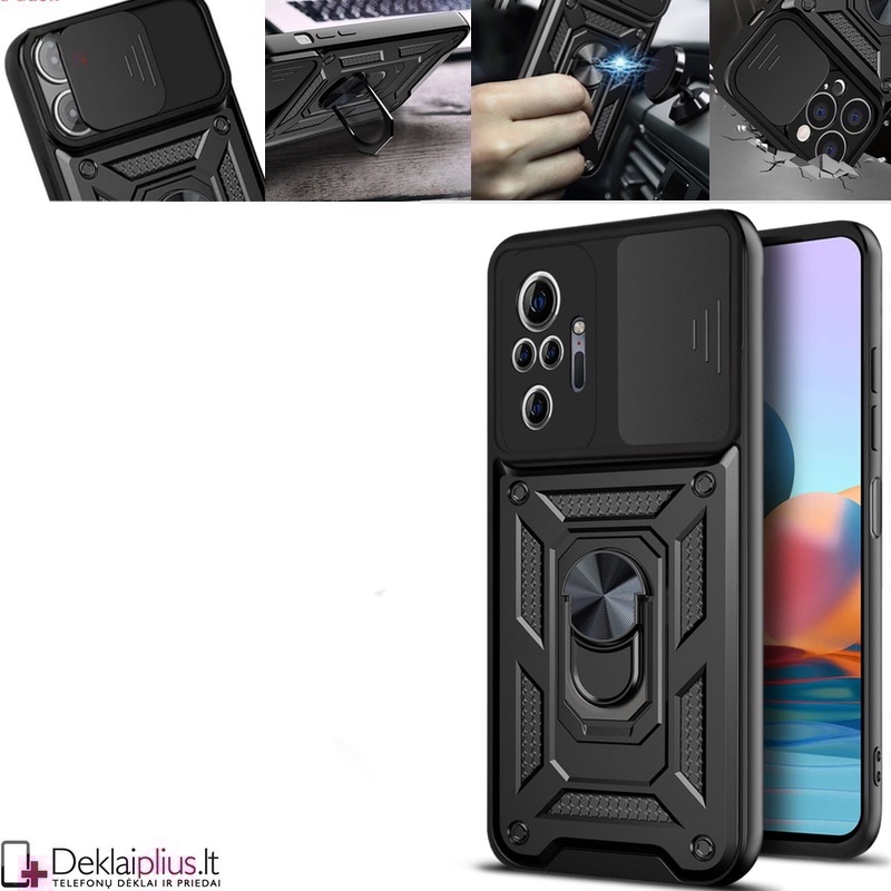 5in1 smūgiams atsparus dėklas su žiedu ir kameros apsauga - juodas (Xiaomi Redmi Note 10 Pro) 5in1 smūgiams atsparus dėklas su žiedu ir kameros apsauga - juodas (Xiaomi Redmi Note 10 Pro)